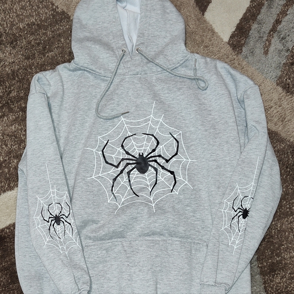 Gray XL Spider Web Hoodie